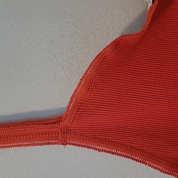 Sundance Deep Orange Cotton Ribbed 3/4 Button Lace Tank Top Wmns M Summer Beach - Picture 7 of 10
